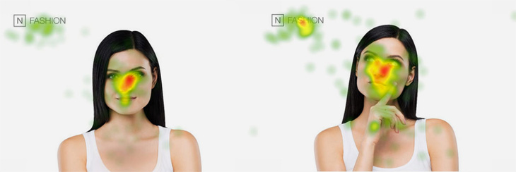 neuromarketing example, woman looking different areas, eye tracking