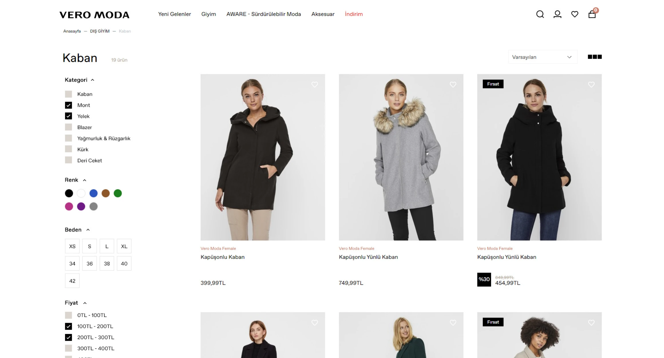 Vero Moda Turkiye E-Commerce Website